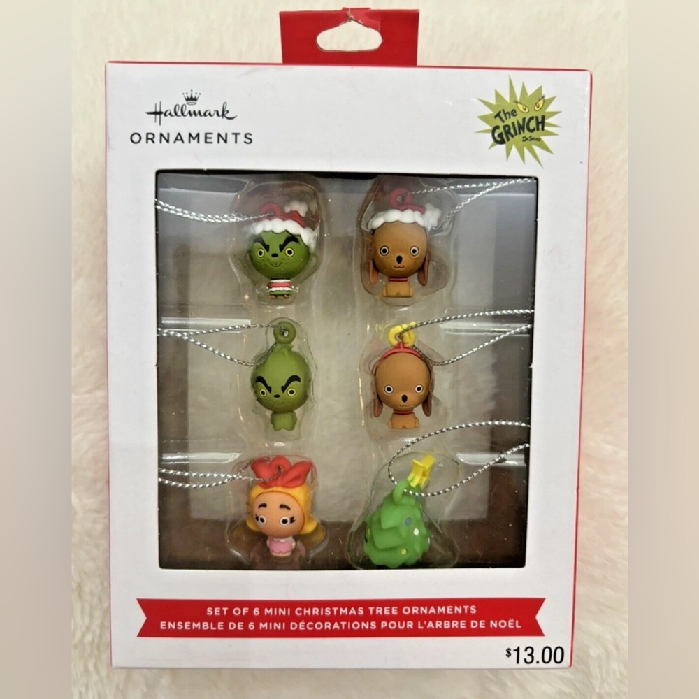 NIB Hallmark Dr Seuss The Grinch Set Of 6 Mini Christmas Tree Ornaments